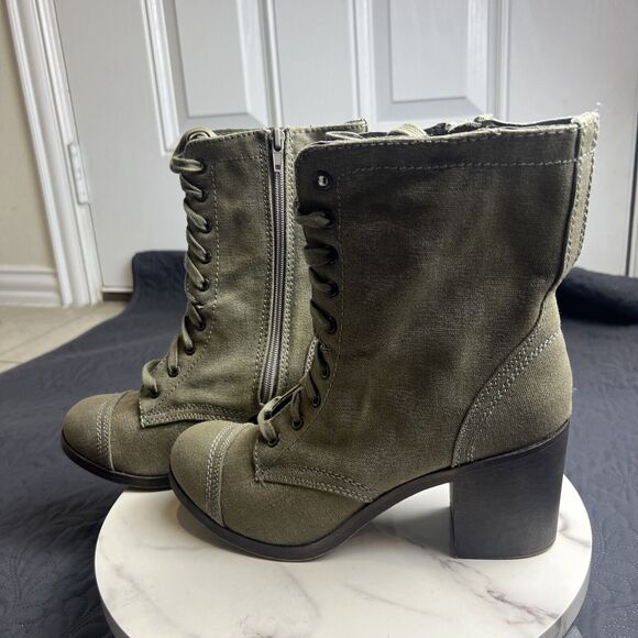 Rock & Candy Military Style Kiss Bliss Lace Up Boots Olive SZ US 10 NEW Gorpcore - Picture 2 of 11
